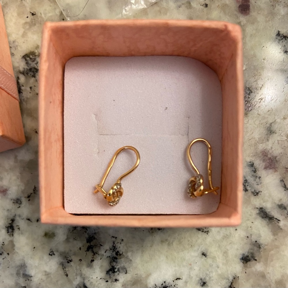 Tiny 14 k solid rose gold earrings for baby girls. - Picture 9 of 9